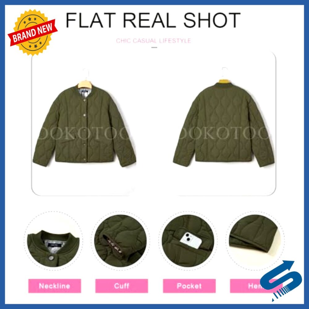 Quilted Puffer Jacket Button Down Leopard Print C… - image 5